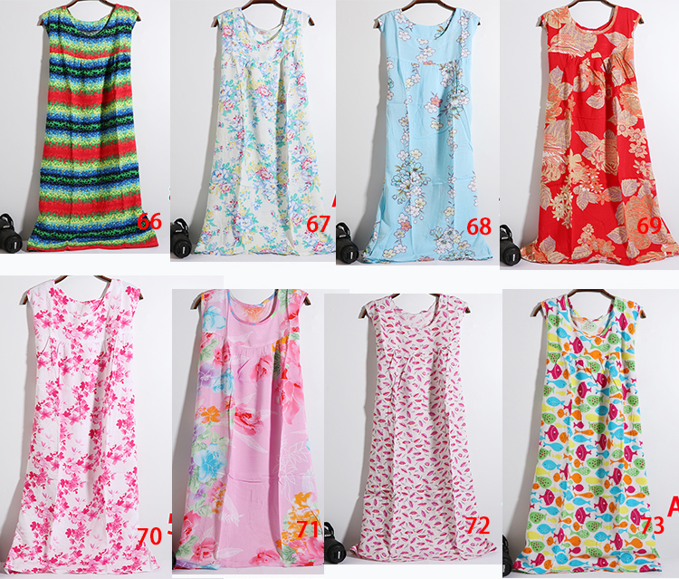 Ái lực với bông lụa bông lụa phụ nữ nightdress phụ nữ mùa hè bông dễ thương váy không tay váy nhiều màu wx2