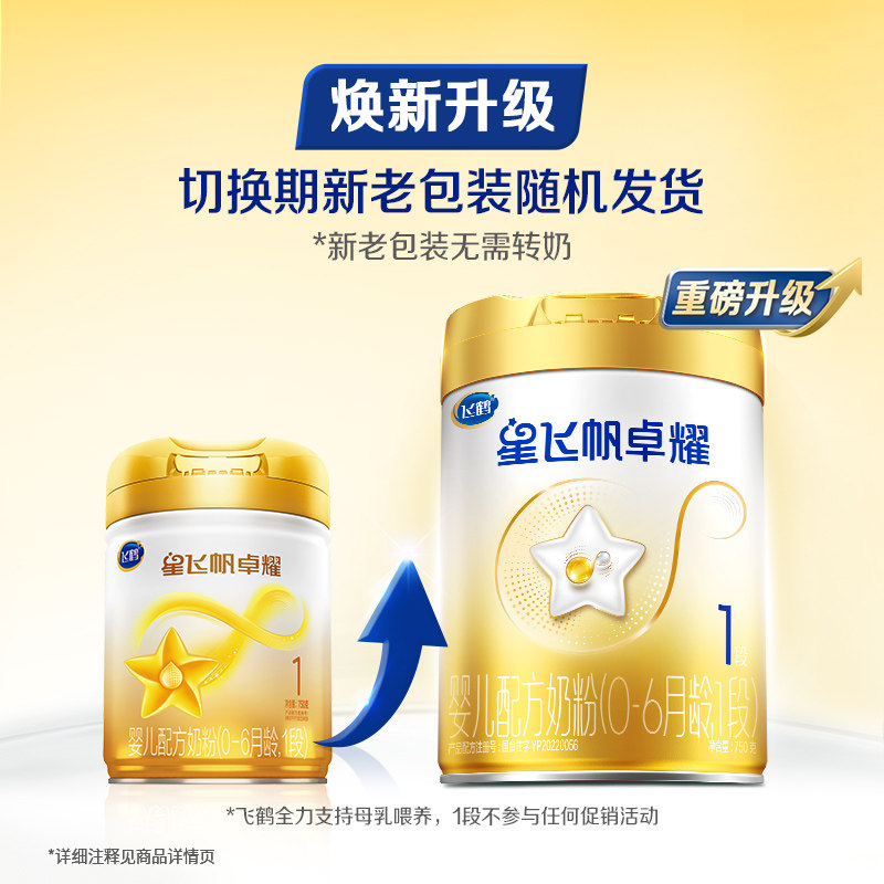 Feihe Xing Feifan Zhuoyao 1 Stage A2Β-Casein Milk Source Infant Formula Milk Powder 750g*6 Cans 5Hmos
