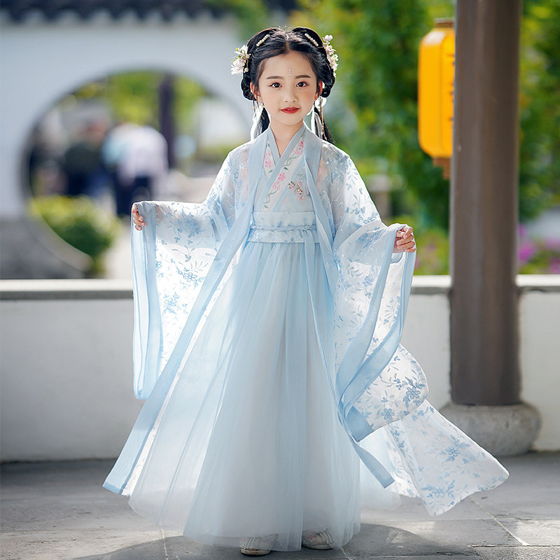 汉服女童魏晋大袖衫儿童2026新款古装国风小女孩唐装超仙长袖春夏