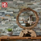 Натуральная культура камень анти -кирпичная гостиная телевизионный фоновый фон Вилла сад сад Голубой внешняя стена культурный кирпич