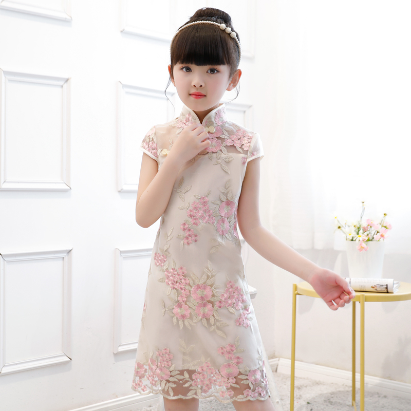 gió Trung Quốc cô gái sườn xám váy mới sửa đổi ít cô gái trẻ Guzheng váy biểu diễn công chúa mùa hè mỏng.