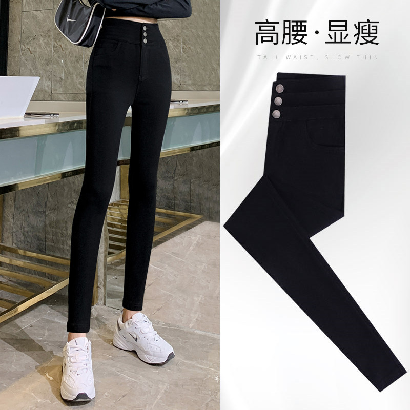 Black pants wear spring and autumn 2022 new high waist thin thin nine - point pencil black pants woman