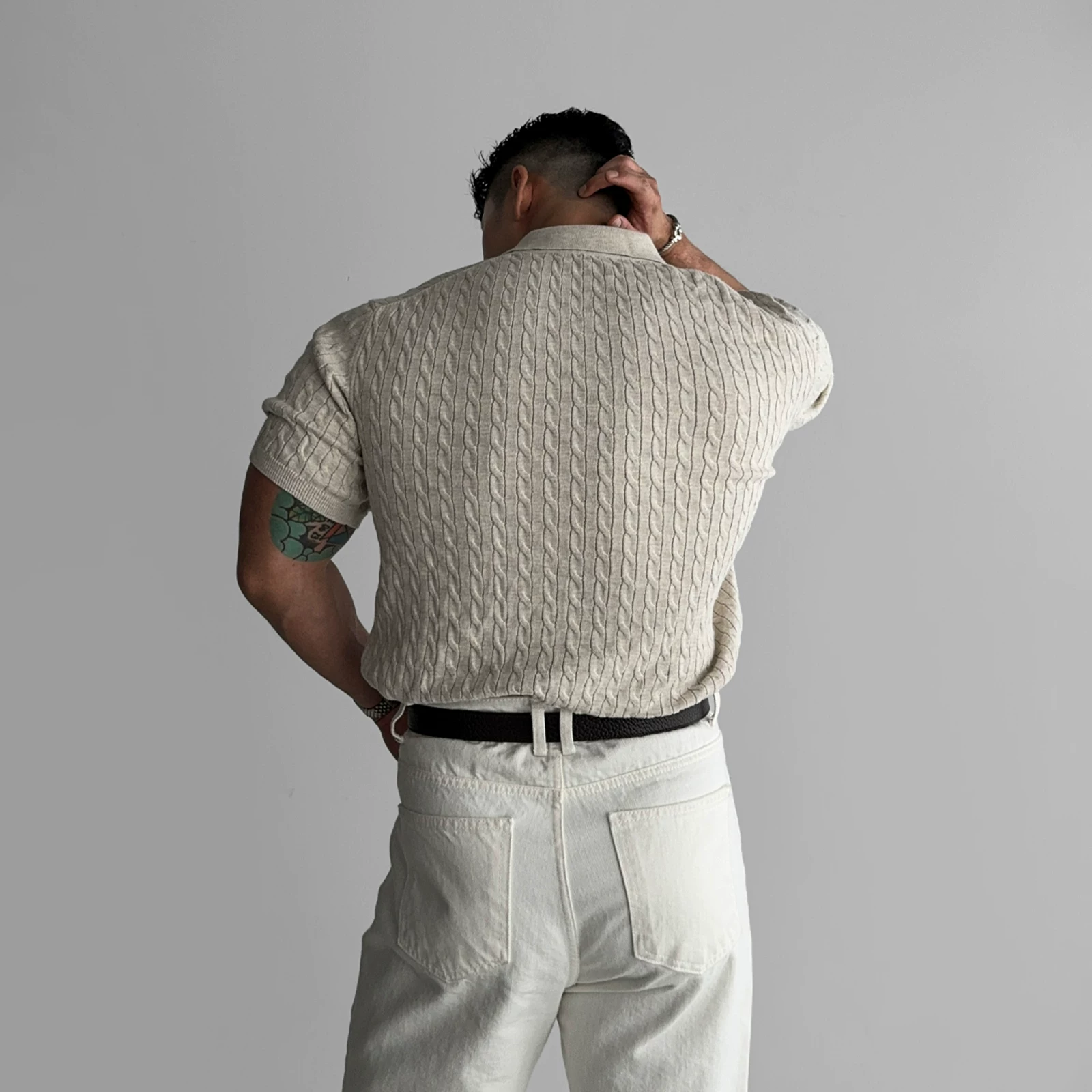 К knitted polo, рубашка для зала, эластичная ретро футболка, с коротким рукавом, американский стиль, slim fit