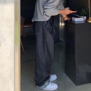 Black Jeans for Men, Spring and Autumn, Trendy Brand, Cool and Stylish, Drapey Workwear Wide-Leg Pants, High-End Straight-Leg Loose Trousers