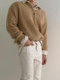 Henry collar sweater men's spring and autumn American retro old money style casual sweater high-end half-buttoned sweater