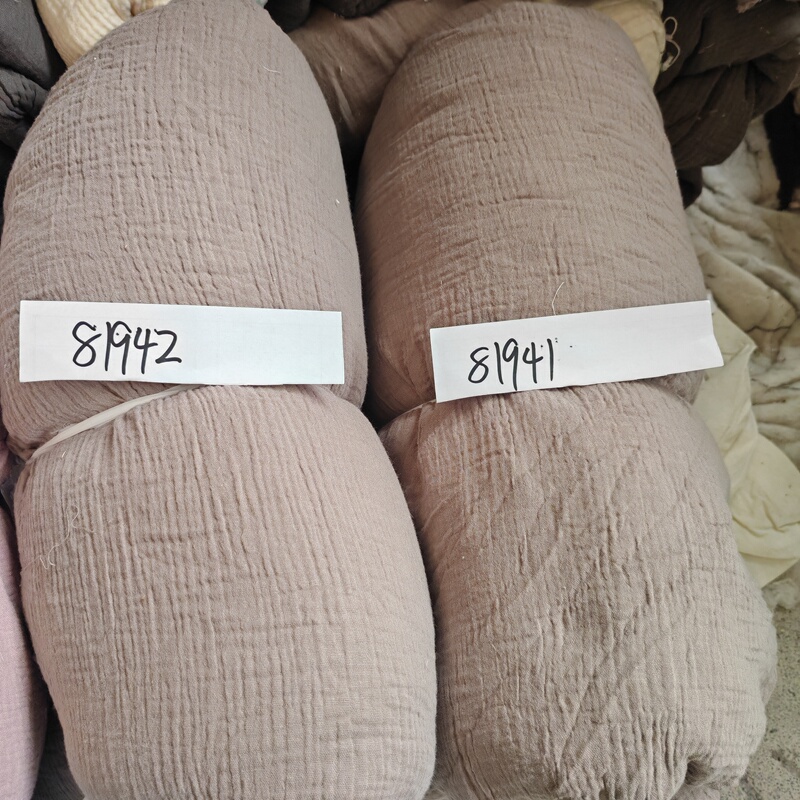 819 Special Offer: Pure Cotton Double-Layer Washed Crinkled Gauze Fabric Remnants for Handmade DIY 2.5kg Piece (No Returns or Exchanges)