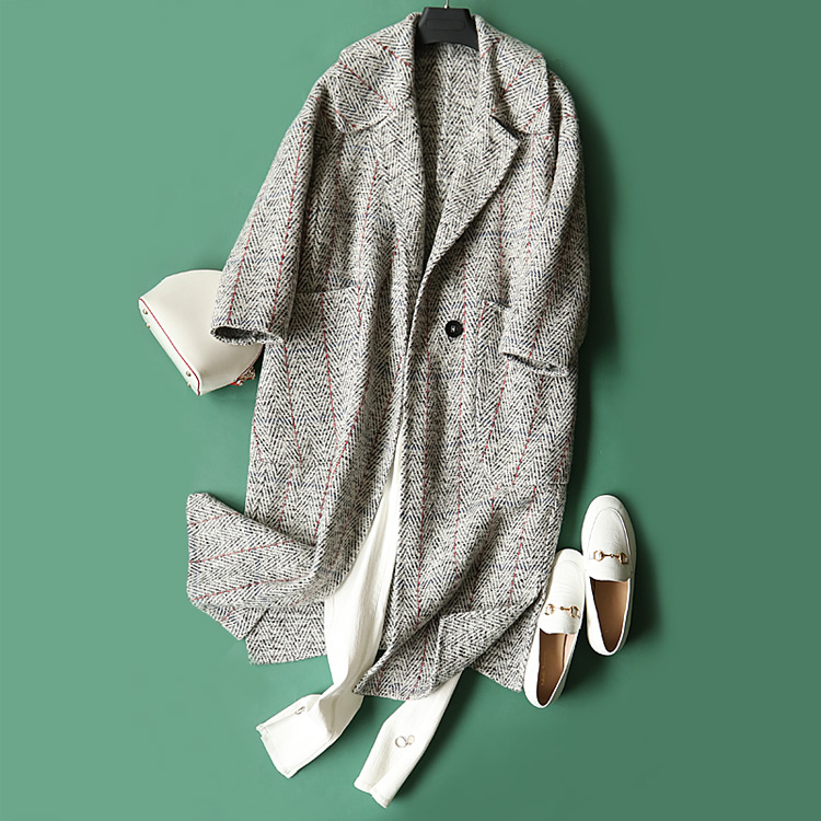 Thiết kế ý nghĩa cống nạp cho tweed ~ 18 mùa thu mới thời trang loose handmade hai mặt áo khoác len áo khoác D88182 áo jacket nữ