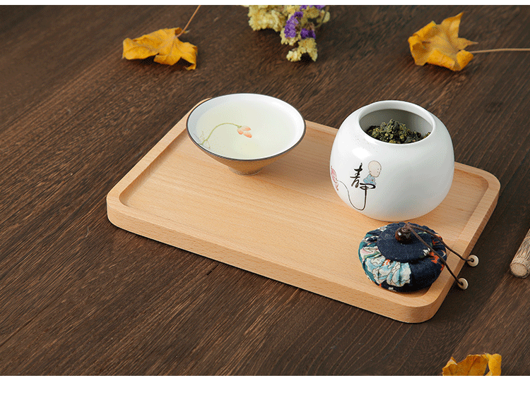 Nhật Bản khay gỗ hình chữ nhật hộ gia đình chén trái cây đĩa gỗ đĩa gỗ bánh mì tấm gỗ tấm rắn khay gỗ để ấm chén