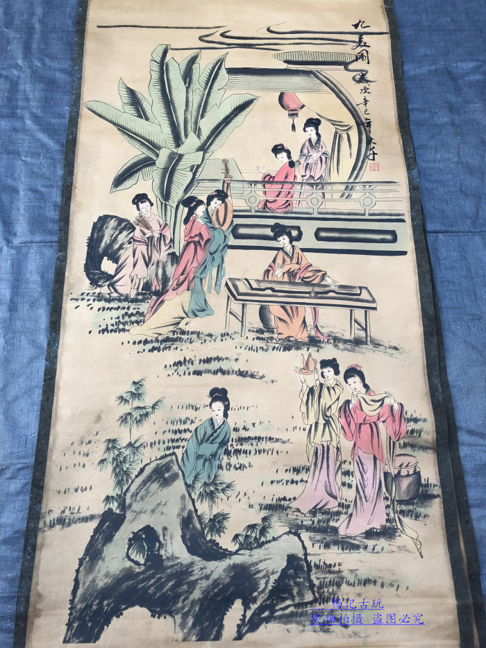 Calligraphy and painting antique painting and calligraphy country painting ancient painting decoration Zhang Daqian Jiumeu living room scroll calligraphy and painting collection