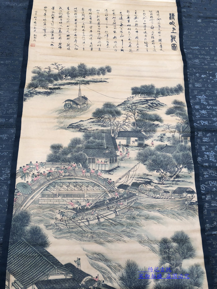 Calligraphy and painting antique calligraphy and painting traditional Chinese painting ancient painting decoration Qingming Shanghe painting living room scroll calligraphy and painting collection