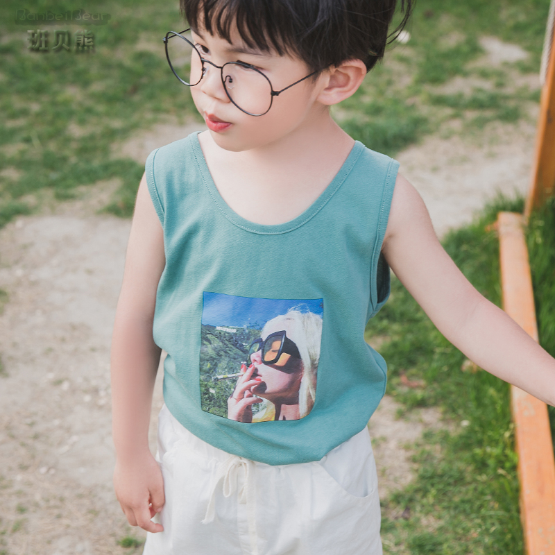 Chàng trai không tay T-shirt 2019 mùa hè váy mới trẻ em không tay thể thao vest trẻ em thời trang giản dị áo thun hàng đầu.