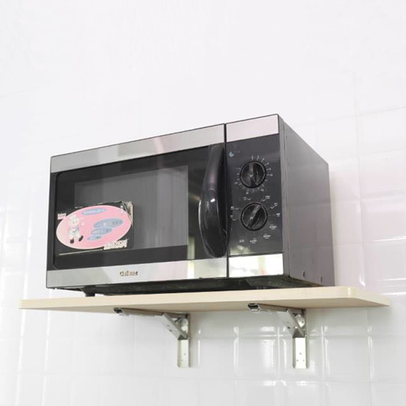 Folding kitchen racks, punch-free microwave oven racks, small-sized wall-mounted partitions, one-word wooden racks