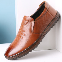 Pure Hand Sewn Sloth Leather Shoes Man Leather Men Soft Bottom Soft Face Leather Casual Shoes Bull Fascia Bottom Driving Dad Shoes