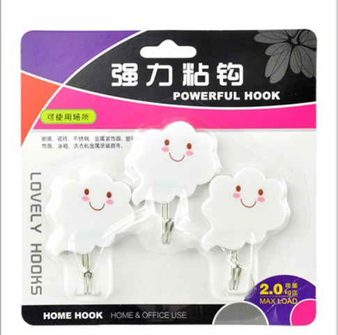 High - quality white cloud strongly linked adhesive bathroom hooked towel hooked 3 pieces
