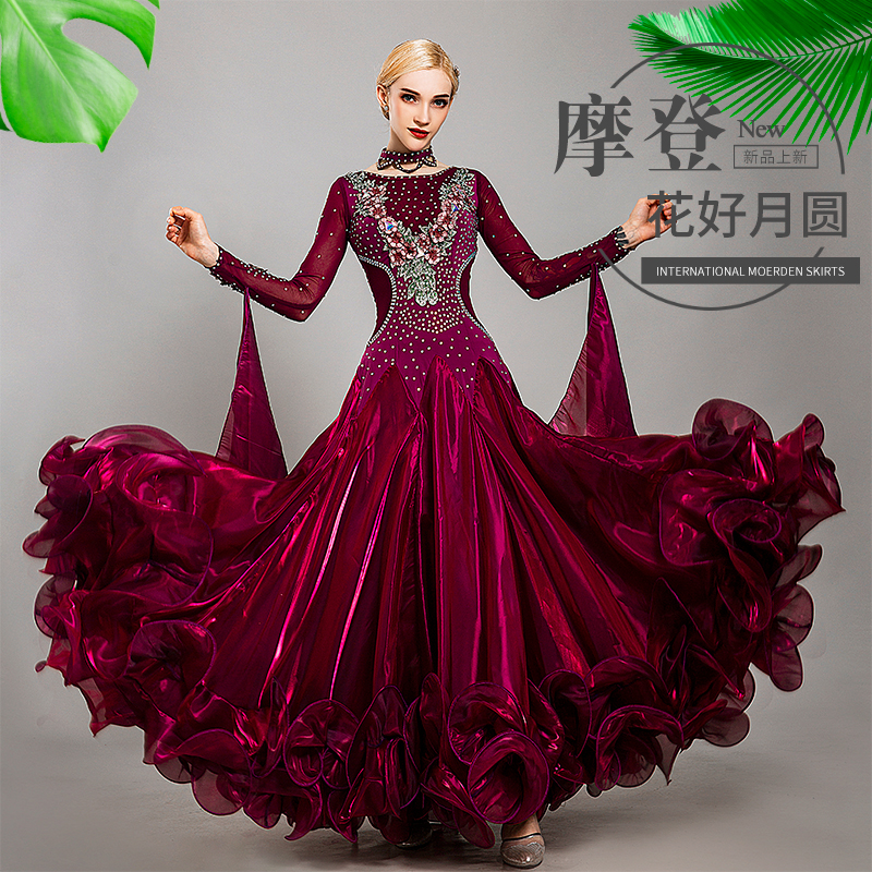 2022 new products listed Morden Dance Rhinestone Hot Drilling for social dance with waltz dance suit tailor-made