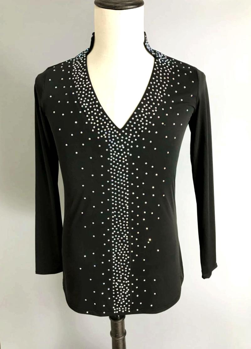 Pengyue new hot diamond men's modern dance performance clothing Waltz adult national standard shirt long sleeve