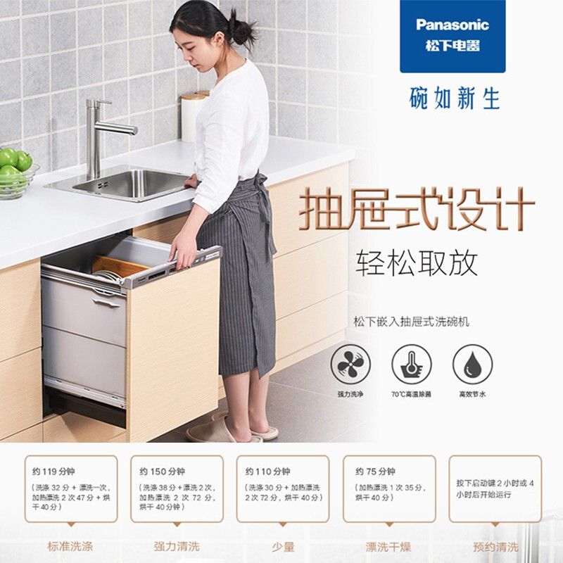 Panasonic WQP4-45RG5W household built-in dishwasher fully automatic imported dishwasher