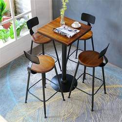 바 의자 철 현대 간단한 등받이 높은 의자 바 의자 커피 숍 밀크티 숍 홈 라운드 테이블과 의자 조합