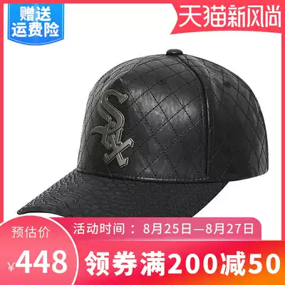 Korean MLB baseball cap Dodge LA leather metal label curved cornice hat Men and women adjustable sunshade sunscreen cap