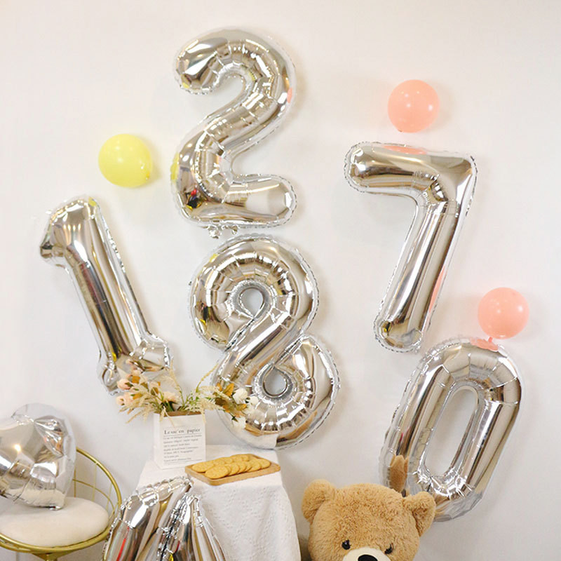 0-9 Birthday Number Balloons 32 Inch Aluminum Film Children's Non-toxic Party Supplies Happy Birthday Arrangement Decorations