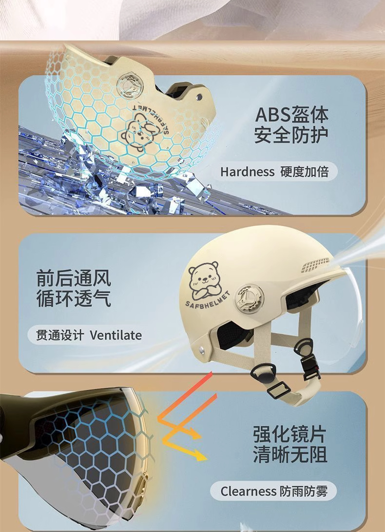 Helmet with new national standard 3C certification for electric motorcycles, suitable for men and women, universal for all seasons in summer, half helmet