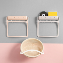 Multi-function vegetable washing blue shelf Kitchen strong wall-mounted shelf washbasin rack Sink drain storage free perforation