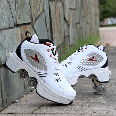 Zhang Guowei with the same style of violent shoes college skates four-wheel skates Zhongbang sports shoelace children's deformation shoes