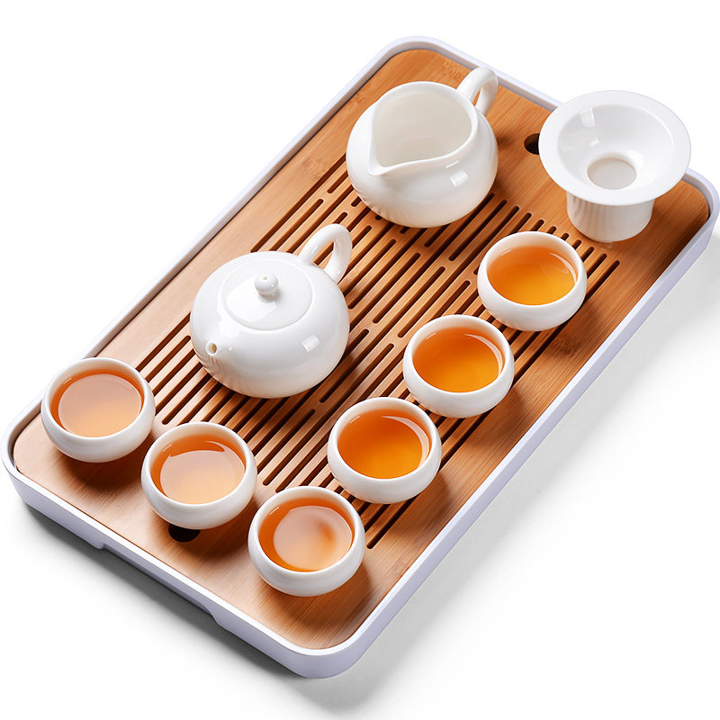 Defied White Porcelain Tea Set Group Gift Home Shea Butter Jade Porcelain Whole Set Teapot minimalist Gongfu tea with lid bowl