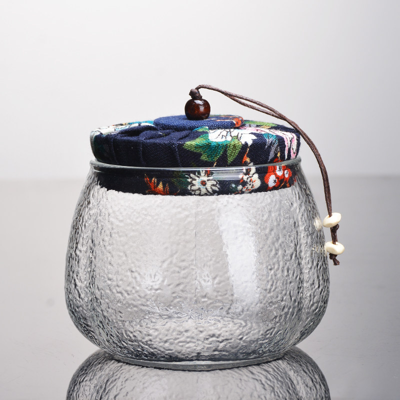 one thousand Comfort Tea Leaf Jars Glass Hermetic Tank Storage Tank Transparent Flower Tea Jars Deposit Tea Hammer Ripple Home with lid Tea Container