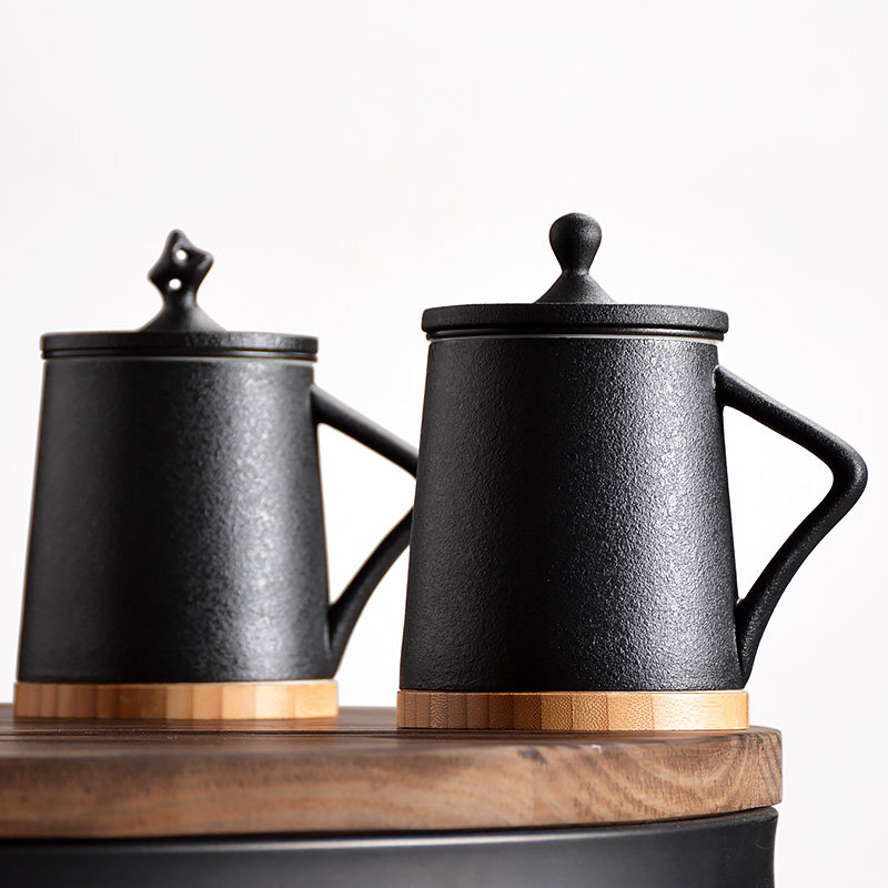 Mug with lid Filter cup set Couple cup Ceramic creative simple home office teacup tea jar