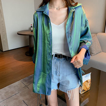 Large size fat sister Mermaid Ji polarized loose long-sleeved shirt design sense niche bow foreign shirt jacket