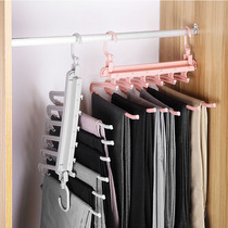 Telescopic folding multifunctional multi-layer pants rack pants hanger home room white children's wardrobe