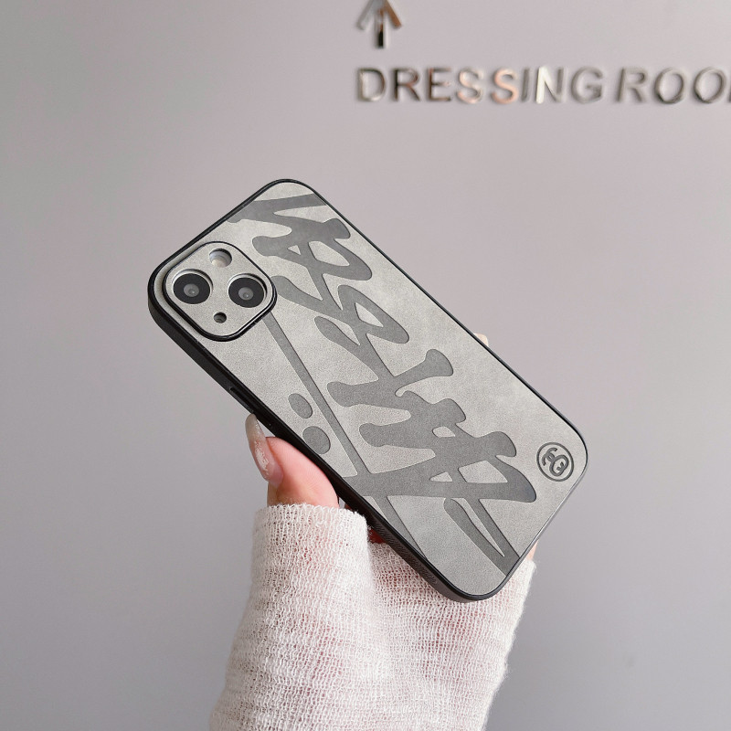 潮牌斯图西适用iPhone17ProMax绒面翻毛皮16Pro苹果15手机保护壳男女12全包贴皮硬底11直边防摔14保护套14ProMax 2