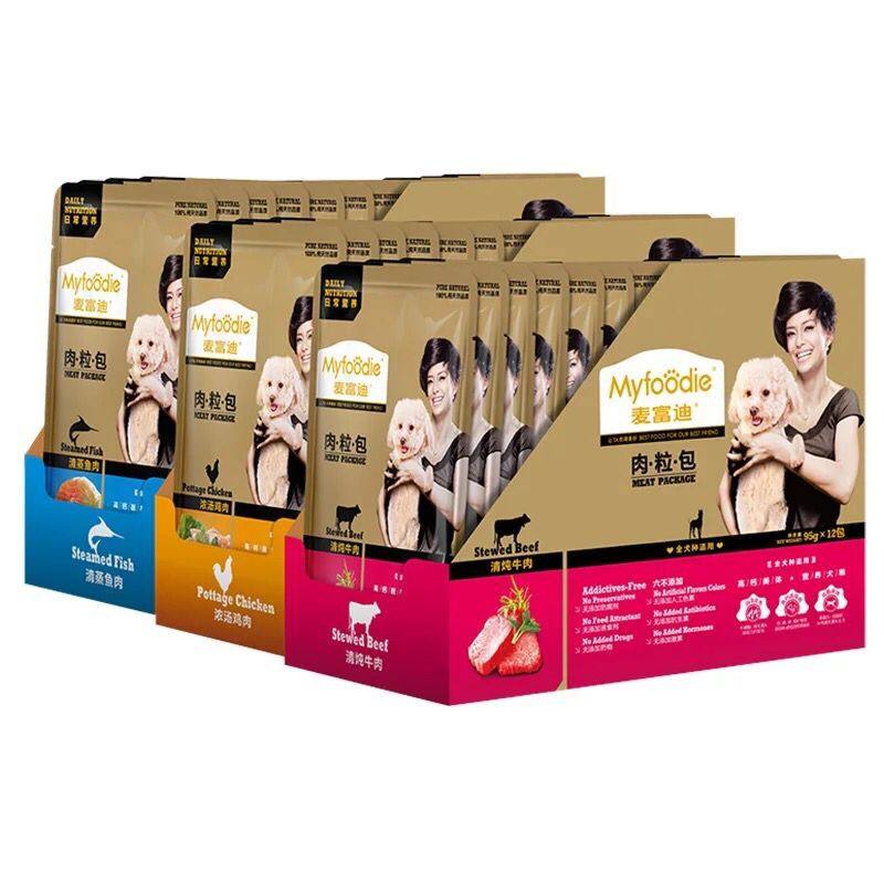 McFundy meat grain pack pooch cans 95g * 12 teddy mix meals wet grain puppies fresh beef packets pet dog snacks