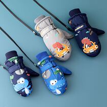 Winter children warm children Girls plus suede Thickened Boy Baby Play Snow Waterproof Ski Winter Boy Gloves