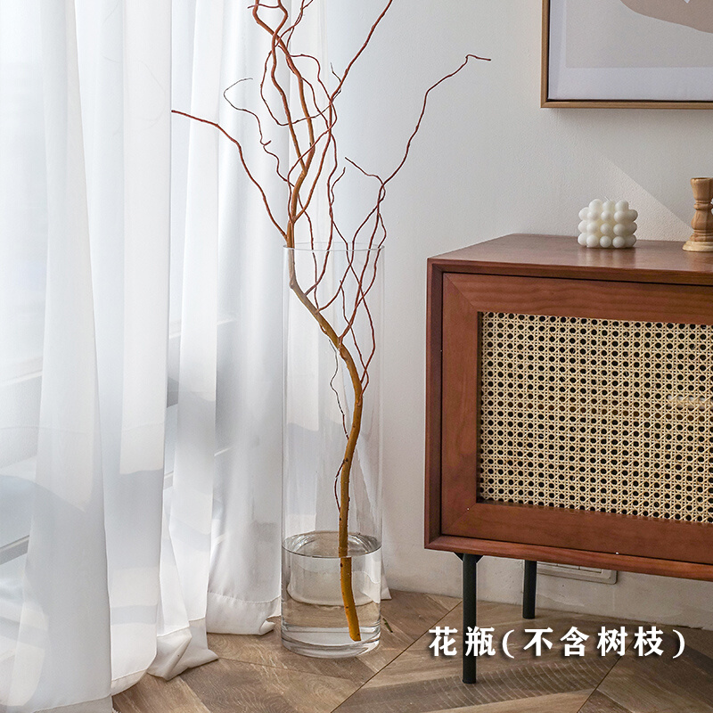 Glass vase 30 inserts Nantian bamboo simulation horse drunk wood hanging clock plant fresh cut branches dry branch snow willow beautiful male tree 40