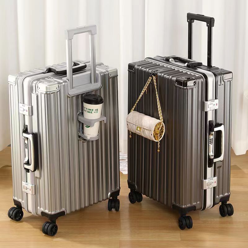 Multifunctional Suitcase Trolley Case for Women Aluminum Frame 20inch Boarding Suitcase 24inch Password Box Travel Suitcase for Men