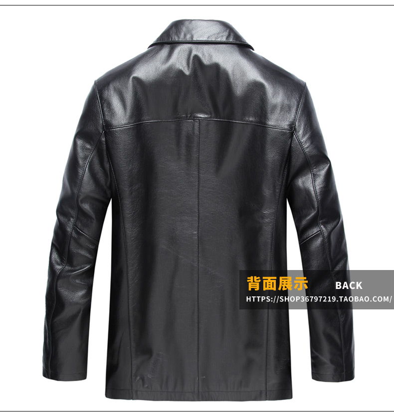 Áo choàng trung niên và cao tuổi trong áo khoác dài áo khoác da nam bằng da bò lớp đầu tiên tùy chỉnh cộng với phân bón XL áo cardigan nam