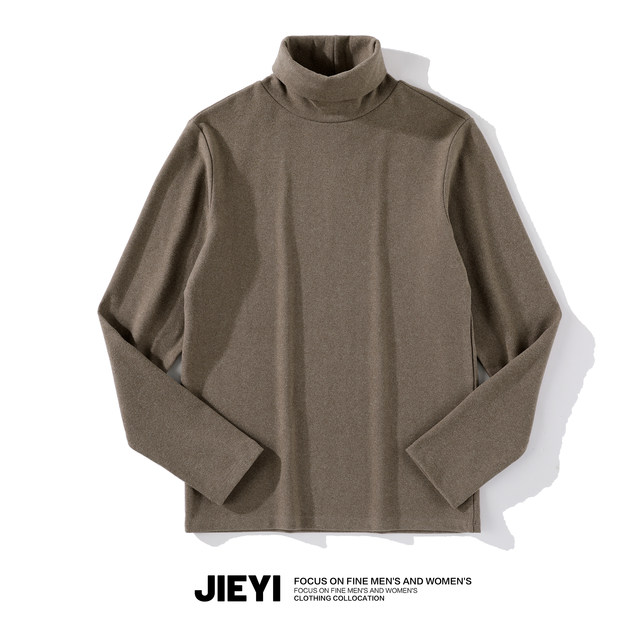 Jieyi high collar heated warm velvet T-shirt solid color slim long sleeve 2023 warm German velvet inner bottoming top for men