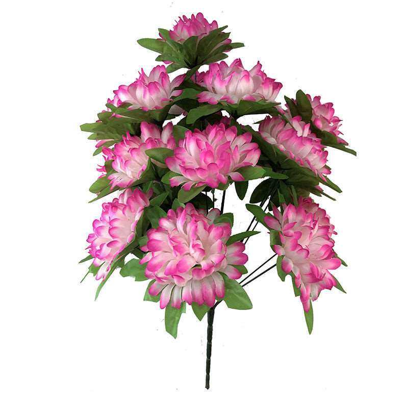 Tomb-sweeping Festival simulation of 18 chrysanthemums on the grave plastic decoration cemetery Qingming tomb-sweeping fake flowers sacrificial supplies tomb-front flowers