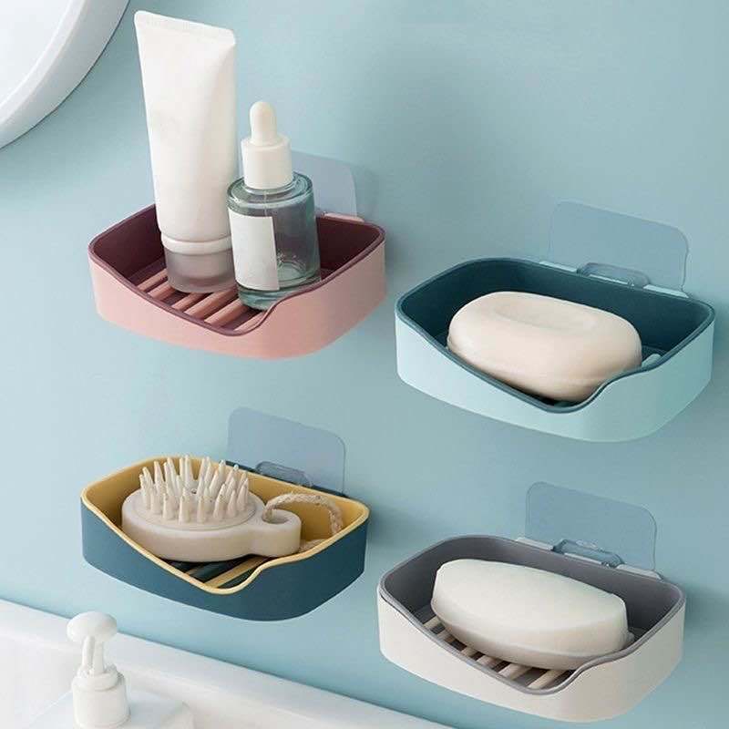 Soap box shelf drain toilet punch-free wall-mounted creative bathroom home soap box wall rack