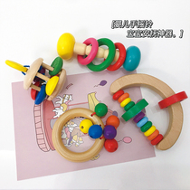 ins childrens toy suit one-year baby grindle newborn toddler appeasement toy hand rattle solid wood can nibble