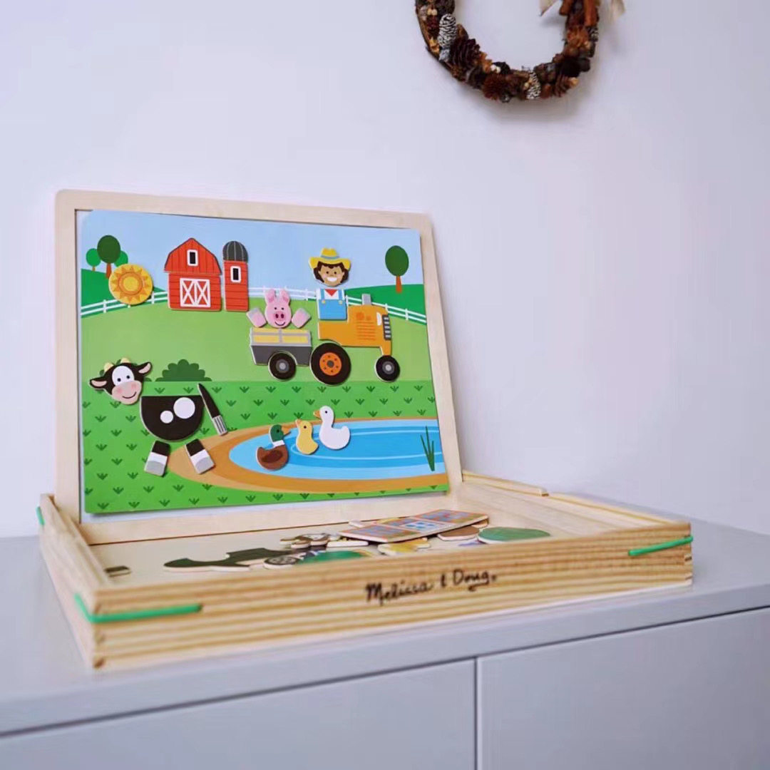 American children's puzzle magnetic puzzle wooden magnet scene creation game board girl changing graffiti toys