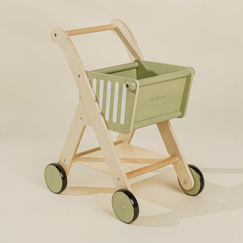 Children's simulation supermarket shopping cart push walker large wooden 2-3 years old baby play house wine toy girl