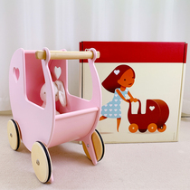 Foreign trade childrens wooden adjustable speed anti-warping stroller baby walker for boys and girls walker starting toys