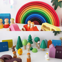 Green Motherland Edition Children Montella Big Rainbow Building Log 12 Color Tunnel Assembled Puzzle Toy Stack