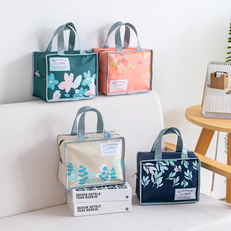 Day Style Lunch Box Handbag Student Flower Yao Cloth Insulation Lunch Box Bag Aluminum Foil Thickened Office Hand Rice Bag Waterproof