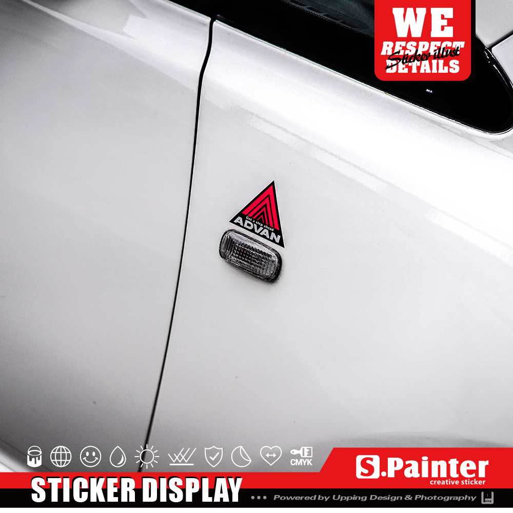 S P sticker agency GK5 fender custom stickers FC1 triangle warning car stickers Front shovel surrounded by reflective patches