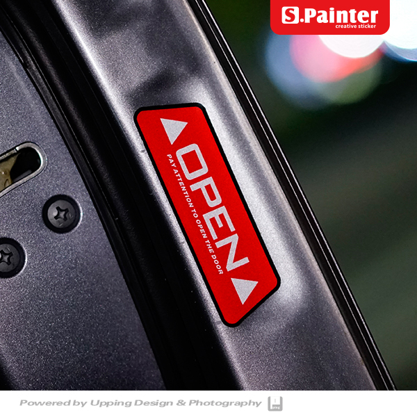 S P stickers OPEN door stickers Open reflective stickers Car decoration anti-collision stickers Waterproof warning stickers