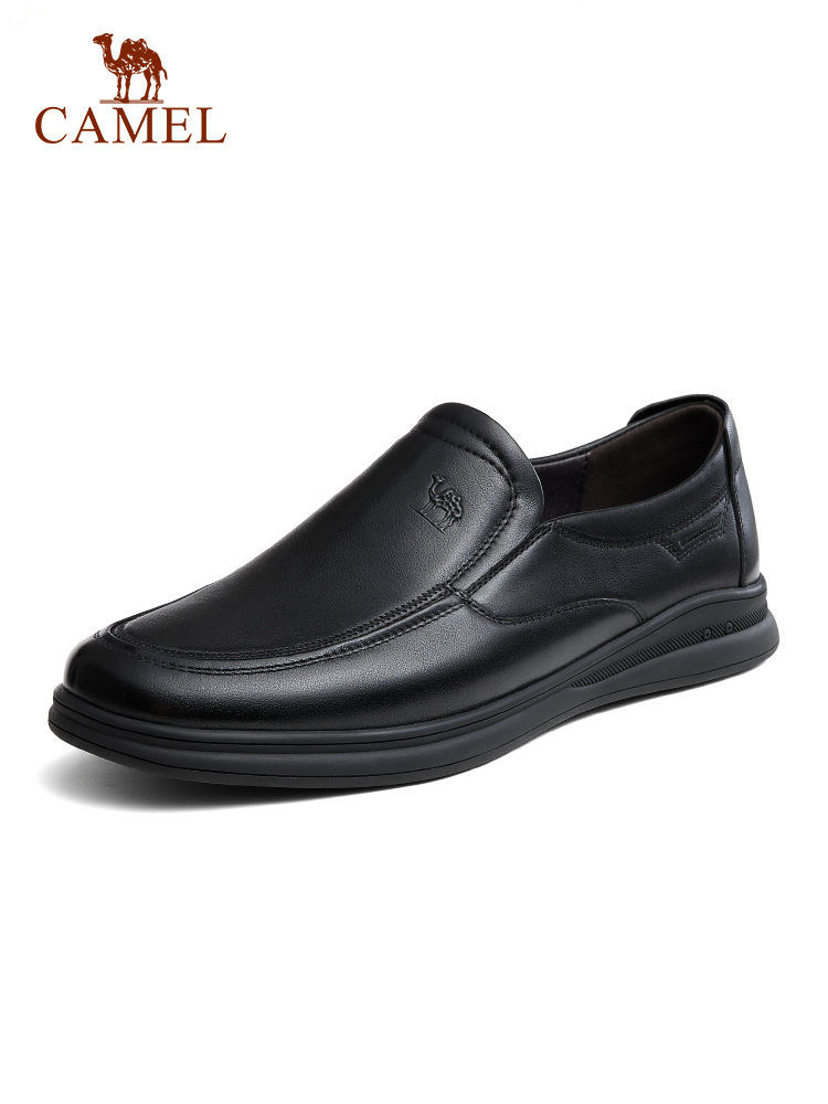 Camel leather shoes men leather in summer business leisure soft skin breathable summer middle-aged men's shoes daddy